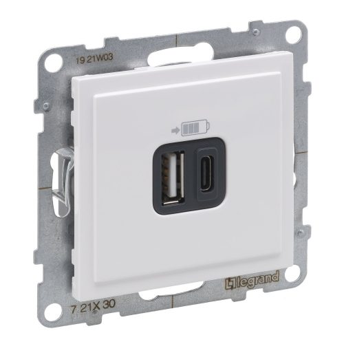 LEGRAND-721130 - Suno 2xUSB - A+C csatlakozóaljzat, 3 A - 15 W,  fehér