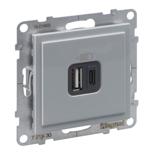 LEGRAND-721330 - Suno 2xUSB - A+C csatlakozóaljzat, 3 A - 15 W,  alumínium