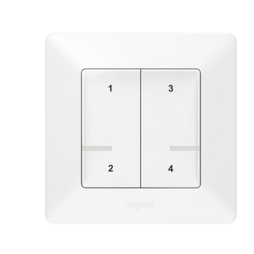 LEGRAND-752168 - Valena Life okos forgatókönyv kapcsoló (távvezérlő) Home + Control alkalmazásban beállított 4 db egyedi forgatókönyv indítására; díszítőkerettel, elemmel és kétoldalú ragasztóval szál