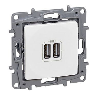 LEGRAND-764594 - Niloé kettős USB-A+A töltőaljzat - 3 A - 15 W, fehér