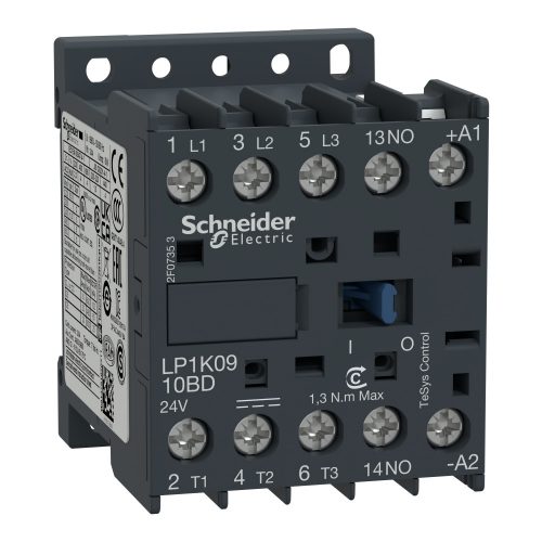 SCHNEIDER LP1K0910BD - Mágneskapcsoló 9A, 1 záró, DC, 2,4 W