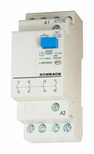 SCHRACK - LQ610230 Sorbaépíthető impulzuskapcsoló, 4z, 230VAC, 16A, 2KE