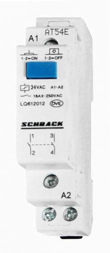 SCHRACK - LQ612024 Sorbaépíthető impulzuskapcsoló, 2z, 24VAC/12VDC, 16A, 1KE