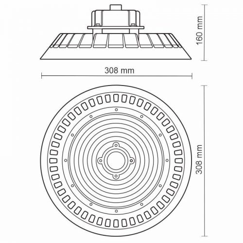 LED csarnokvilágításhoz UFO 150W / IP65 / 5000K / 1 - 10V - LU322/1