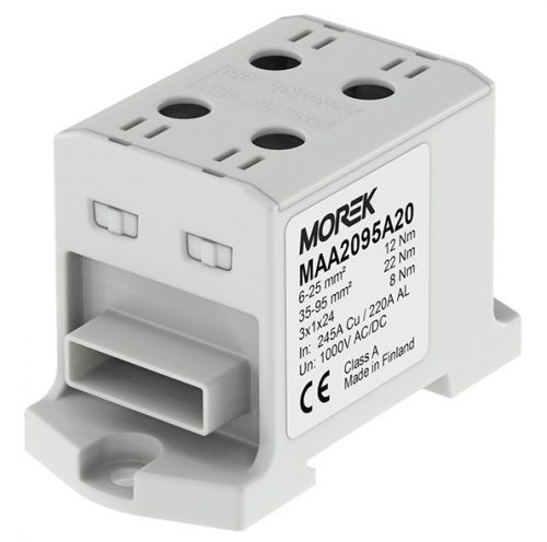 MOREK - OTL95-2B szürke, flexisínhez - Fővezetéki sorkapocs, 2xAl/Cu 6-95 mm2 / 3*1*24, 1500V, szürke - HD Hungária - MAA2095A20