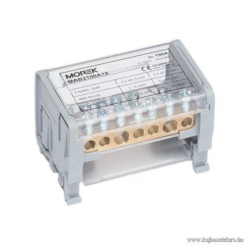 MOREK - Moblock MAB100A-7 2P - Elosztóblokk MAB100A-7 2P, 2x25 + 5x6mm2, 100A - HD Hungária - MAB2100A18