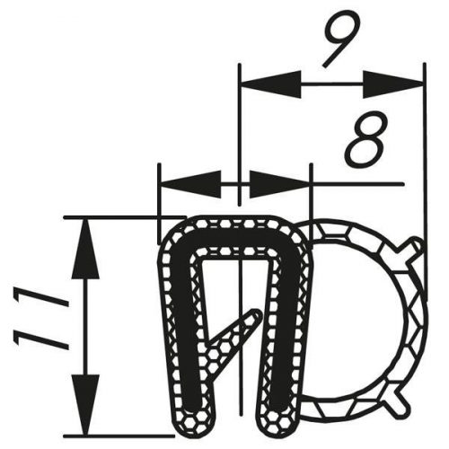 MOREK - Szigetelő gumiprofil MCB032AB12 - Szigetelő profil, 1,0-2,0 mm lemezre, 100m tekercsben, fekete - HD Hungária - MCB032AB12