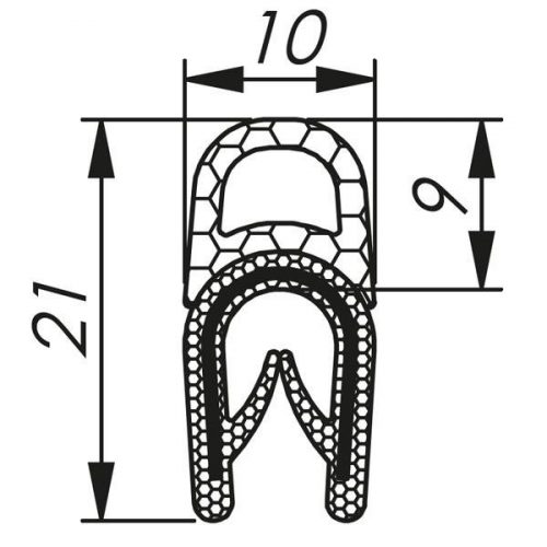 MOREK - Szigetelő gumiprofil MCC007AB12 - Szigetelő profil, 1,0-4,0 mm lemezre, 50m tekercsben, fekete - HD Hungária - MCC007AB12