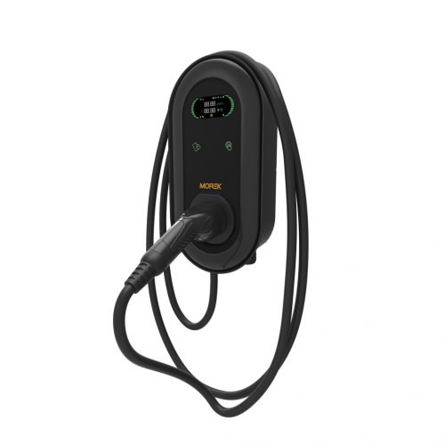 MOREK - EV töltő, 22kW, AC, hálózati, LCD, 4G,  kábel+Type2 csatlakozó - EV 22kW hálózati töltő, 3.8" LCD kijelzőLAN, WiFi, 4G, RFID6.5m kábel, Type2 csatlakozó - HD Hungária - MEV22DREWG6T2