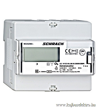 SCHRACK - MGDIZ080Z 3f fogyasztásmérő, 80A, impulzuskimenet, 2 tarifás, MID