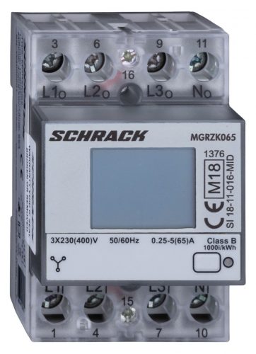 SCHRACK - MGRZK065 3f fogyasztásmérő, 65A, 3KE, MID