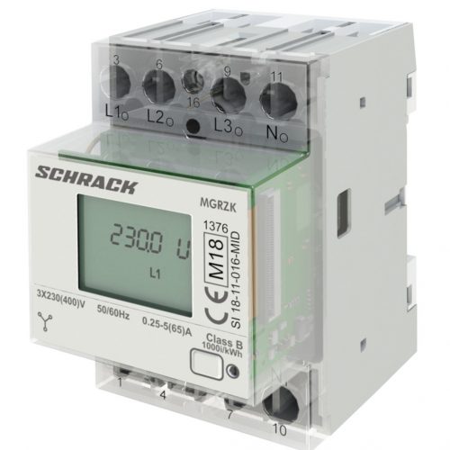 SCHRACK - MGRZK465 3f fogyasztásmérő, 65A, 3KE, MID, MODBUS