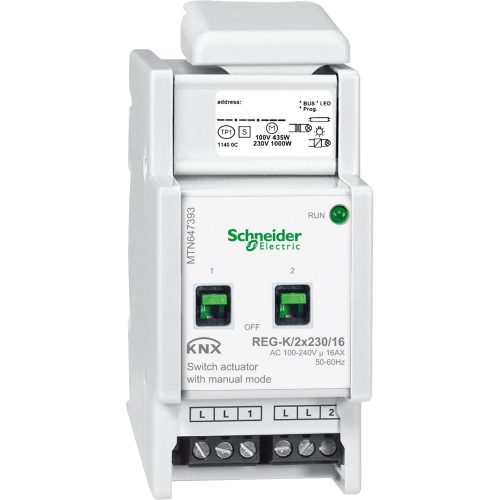 SCHNEIDER MTN647393 - Merten-KNX REG-K/2x230/16 kapcsolóaktor kézi üzemmóddal