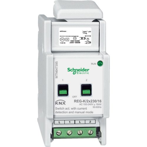 SCHNEIDER MTN647395 - Merten-KNX REG-K/2x230/16 kapcsolóaktor kézi üzemmóddal és áramérzékeléssel