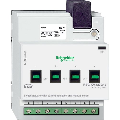 SCHNEIDER MTN647595 - Merten-KNX REG-K/4x230/16 kapcsolóaktor kézi üzemmóddal és áramérzékeléssel