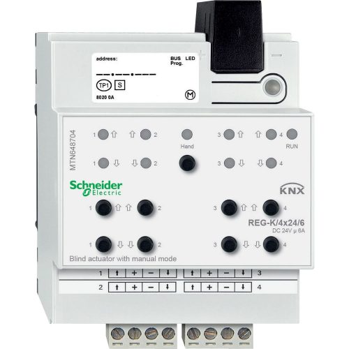 SCHNEIDER MTN648704 - Merten-KNX REG-K/4x24/6 zsalumozgató aktor kézi üzemmóddal