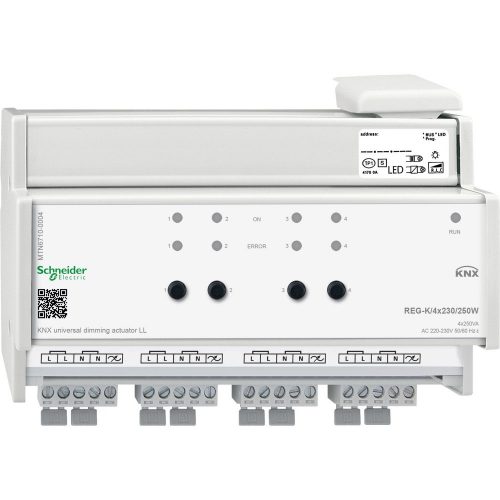 SCHNEIDER MTN6710-0004 - KNX univerzális dimmer aktor LL (LED-es terheléshez) REG-K/4x230/250 W