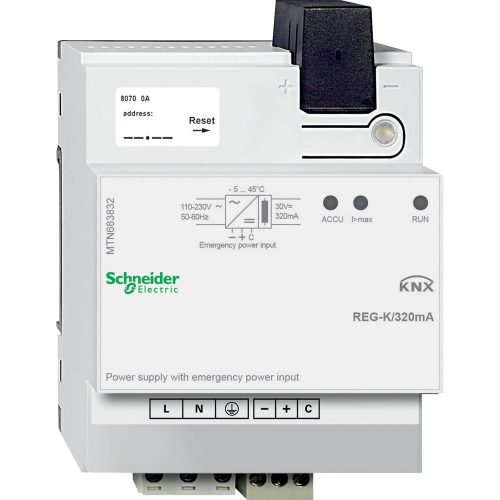 SCHNEIDER MTN683832 - Merten-KNX REG-K tápegység 320mA szünetmentes tápegység bemenettel