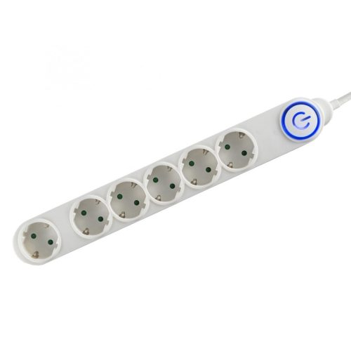 SOMOGYI ELEKTRONIC - NV 06TK-5/WH/1.5 - 6-os elosztó lábkapcsolóval, 5m, fehér, 1,5 mm2