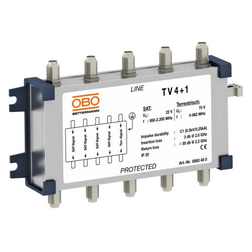 OBO-5083400 adatátviteli vezetékek védelme antennához 70V  - TV 4+1