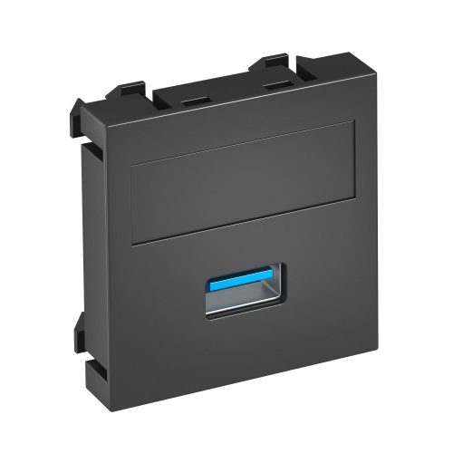 OBO-6104877 Modul 45 USB 3.0 A csatl.aljz. Hüvely csavaros rögzítéssel 45x45mm szürkésfekete - MTG-U3A S SWGR1