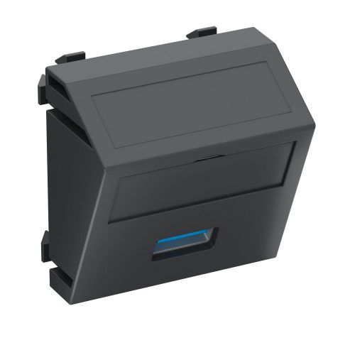 OBO-6104889 Modul 45 USB 3.0 A csatl.aljz. Hüvely csavaros rögzítéssel 45x45mm szürkésfekete - MTS-U3A S SWGR1