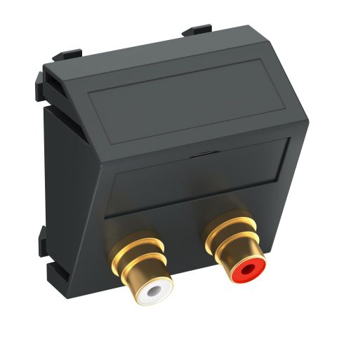 OBO-6105081 Modul 45 RCA csatlakozóaljzat kettes hüvely-hüvely 45x45mm szürkésfekete - MTS-2R F SWGR1