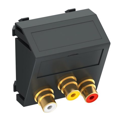 OBO-6105177 Modul 45 RCA csatlakozóaljzat hármas hüvely egyenes csatl. 45x45mm szürkésfekete - MTS-12R L SWGR1