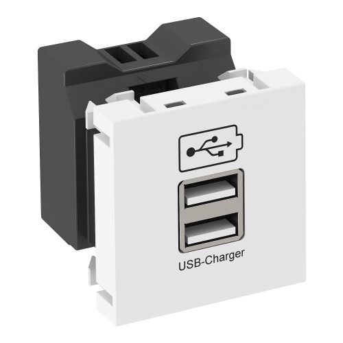 OBO-6105300 USB töltő 2,1 A töltőárammal 45x45mm hófehér - MTG-2UC2.1 RW1