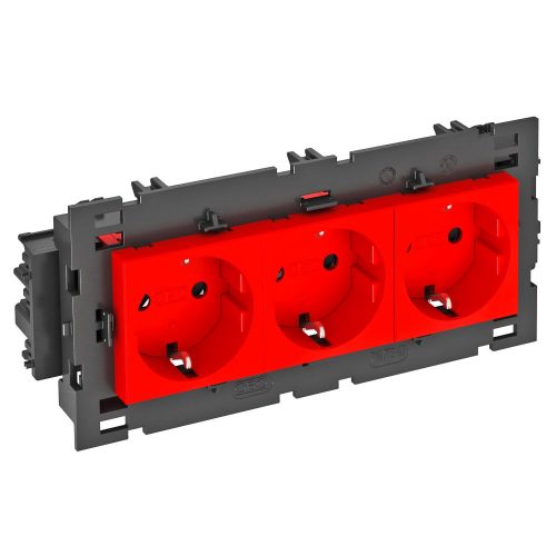 OBO-6120458 Csatlakozóaljzat 0°, hármas védoérintkezos, Connect 80 250V, 10/16A piros - STD-D0C8 SRO3