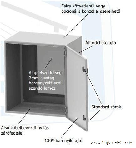 DKC-R5CE0542 - CE elosztó fém szekrény szer.lemezzel 500x400x200