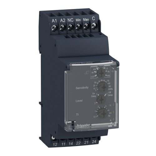 SCHNEIDER RM35LM33MW - Zelio Control folyadékszint-figyelő relé, rezisztív érzékelőhöz, 2CO, 5A, 24…240VAC/DC