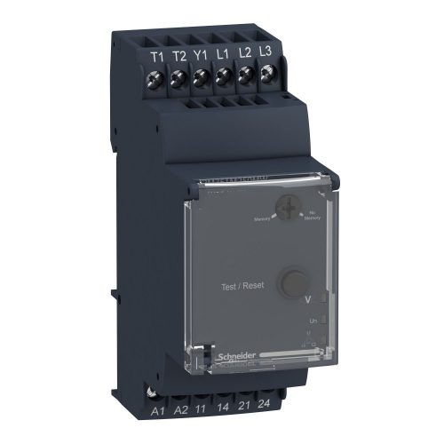 SCHNEIDER RM35TM250MW - Zelio Control háromfázisú fázis- és motorhőmérséklet-figyelő relé, 2CO, 5A, 24…240VAC/DC