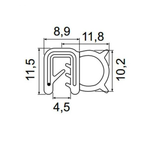 RST - Szigetelő gumiprofil UT-33.4 (50m tekercsben) - Szigetelőprofil, 1,0-2,5 mm lemezre, fekete, 50m tekercsben - HD Hungária - RST030110334000B