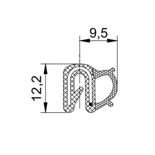 RST - Szigetelő gumiprofil UT-37 (50m tekercsben) - Szigetelőprofil, 0,8-2,5 mm lemezre, fekete, 50m tekercsben - HD Hungária - RST030110370000B