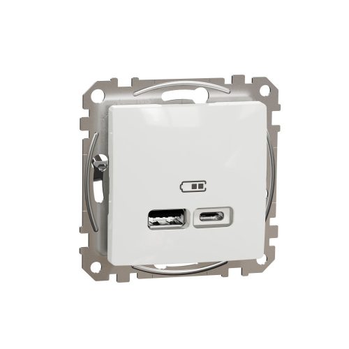 SCHNEIDER SDD111402 - ÚJ SEDNA Dupla USB töltő, A+C, 2.4A, fehér