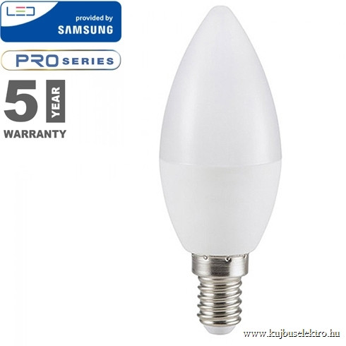 V-TAC-SKU111 - 7W LED izzó Samsung chip E14 Gyertya 3000K 5 év garancia - PRO111