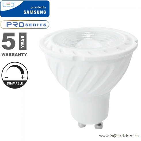 V-TAC-SKU200 - Dimmelhető 6,5W LED spotlámpa Samsung chip GU10 lencsés 110° 6400K  - PRO200