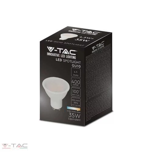 V-TAC-SKU211685 - LED spotlámpa 4.5W GU10 opál Meleg fehér 100 ° - 211685