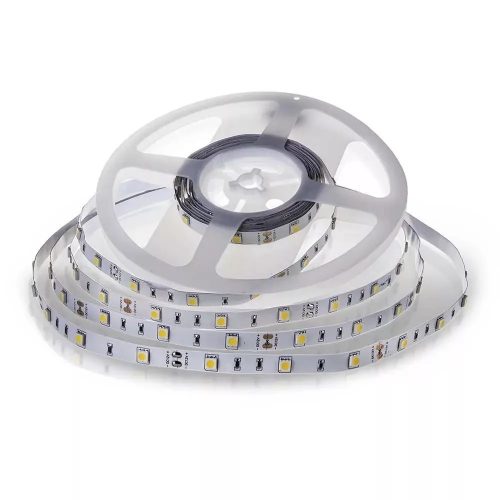 V-TAC-SKU212133 - 6W LED szalag 5050 - 30 LED/m Hideg fehér (nem vízálló) - 212133 (Csak 5m-es tekercsben rendelhető - NEM vágjuk!)