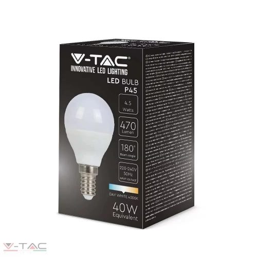 4,5W LED izzó E14 P45 Meleg fehér - 2142501 V-TAC