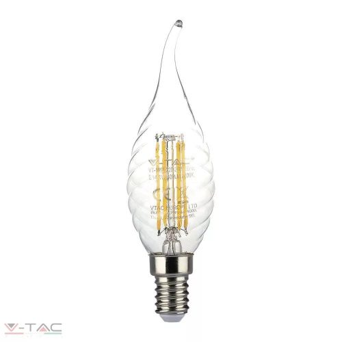 4W Retro LED izzó Filament E14 csavart gyertyaláng Meleg fehér - 214308 V-TAC