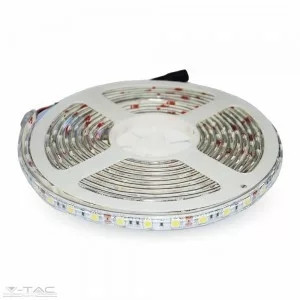 V-TAC-SKU2144 - 4,8W LED szalag 5050 - 30 LED/m Hideg fehér IP65 - 2144 (Csak 5m-es tekercsben rendelhető - NEM vágjuk!)