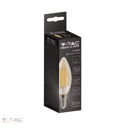 4W Retro LED izzó E14 Filament gyertya szabadalmi borostyán burkolat 2200K - 217113 V-TAC