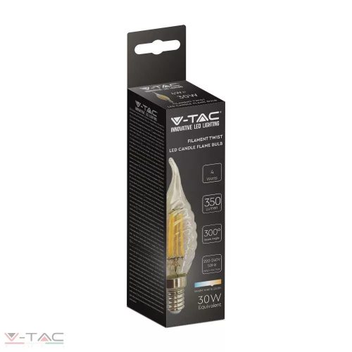 V-TAC-SKU217116 - Retro LED izzó - 4W E14 Filament csavart gyertyaláng szabadalmi borostyán burkolat 2200K - 217116