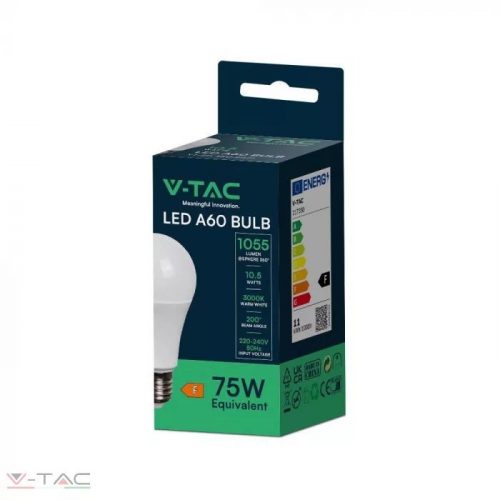 10,5W LED izzó E27 A60 4000K - 217349 V-TAC