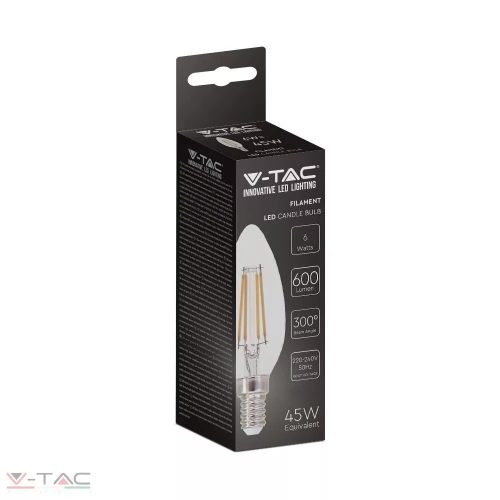 6W Retro LED izzó Filament E14 gyertya 4000K - 217424 V-TAC