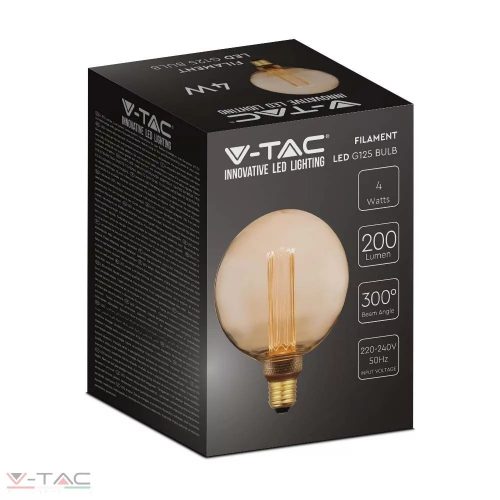 4W Vintage Retro LED izzó borostyán burkolat G125 E27 1800K - 217475 V-TAC