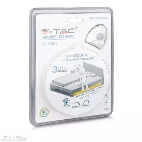 V-TAC-SKU2548 - LED szalag szett alkonykapcsolós mozgásérzékelővel és tápegységgel 120 cm 3000K - 2548