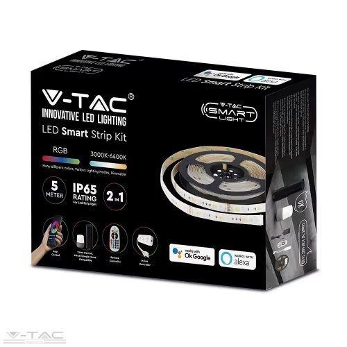 V-TAC-SKU2628 - RGB+W LED szalag szett wifis smart vezérlővel és tápegységgel IP65 - 2628